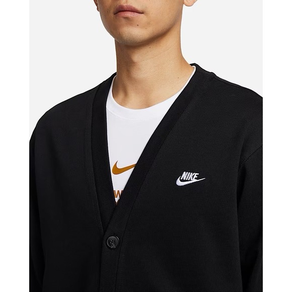 Nike Mens Knit Fairway Cardigan Cotton Black Size Large FN3898-133 NEW - Picture 1 of 10